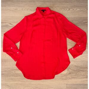 J. Crew red long sleeve shirt/blouse with pleats womens size 12